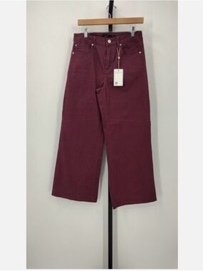 Quince Bella Wide-Leg Jeans in Wine Tasting Red 30W. 28L